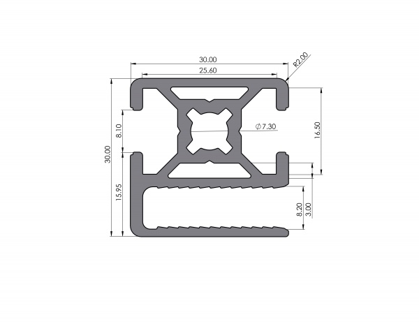 Protective grid profile 30x30 groove 8 B-type